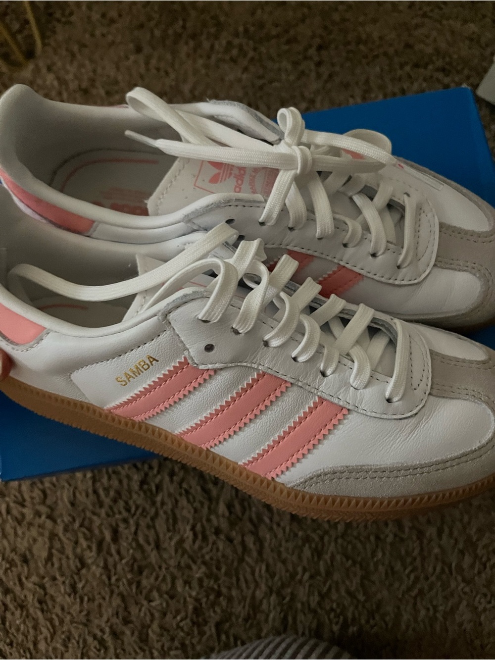 adidas White Sneakers with Pink Accents